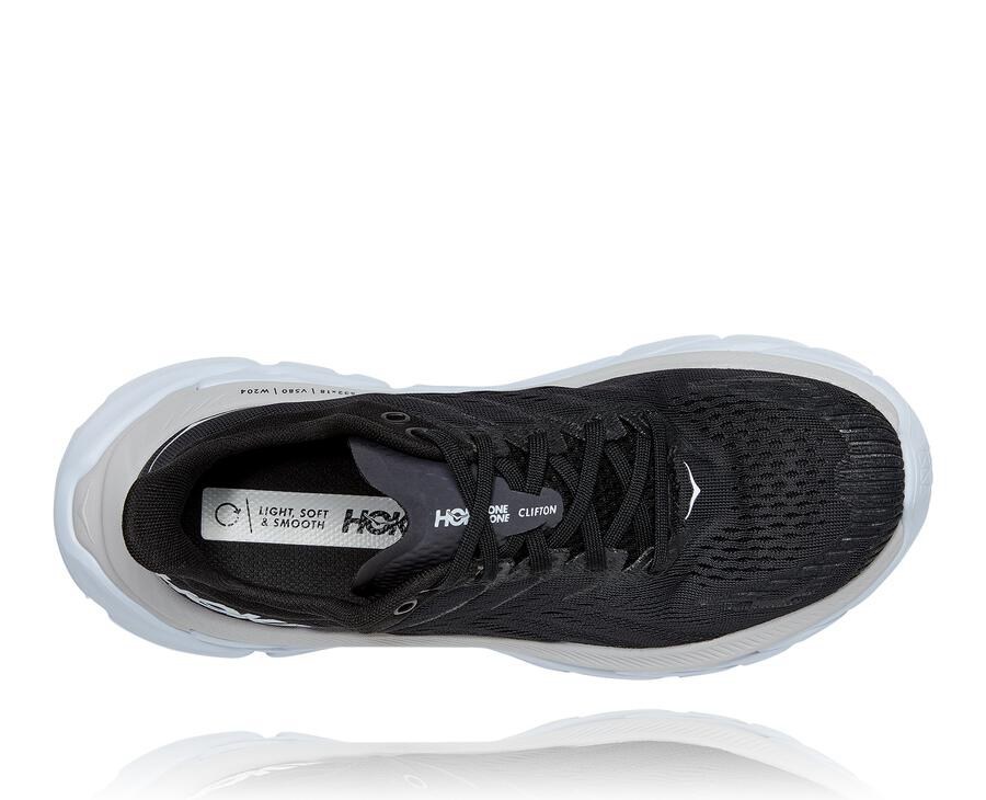 Hoka One One Mens Running Shoes - Clifton Edge - Black/White - SEKV92873